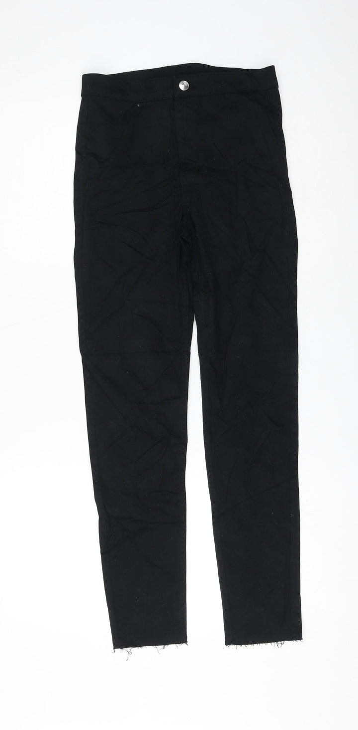 H&M Womens Black Cotton Skinny Jeans Size 8 L28 in Regular Zip