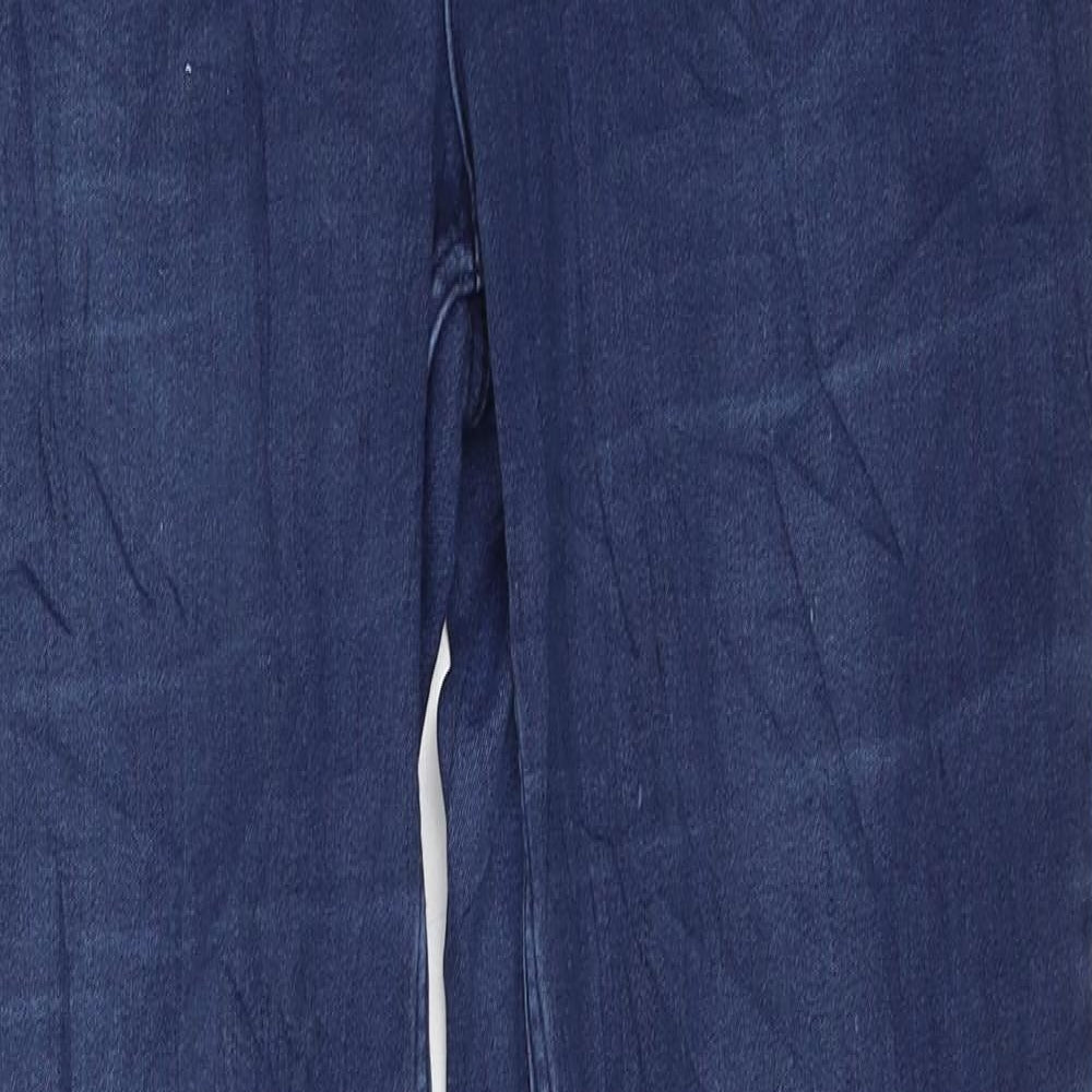 Marks and Spencer Womens Blue Cotton Straight Jeans Size 14 L31 in Regular Zip