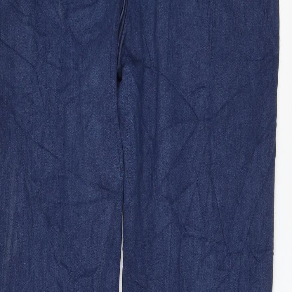 Marks and Spencer Womens Blue Cotton Straight Jeans Size 14 L31 in Regular Zip