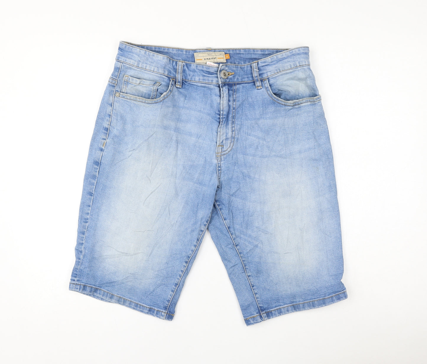NEXT Womens Blue Cotton Bermuda Shorts Size 32 in L12 in Regular Zip