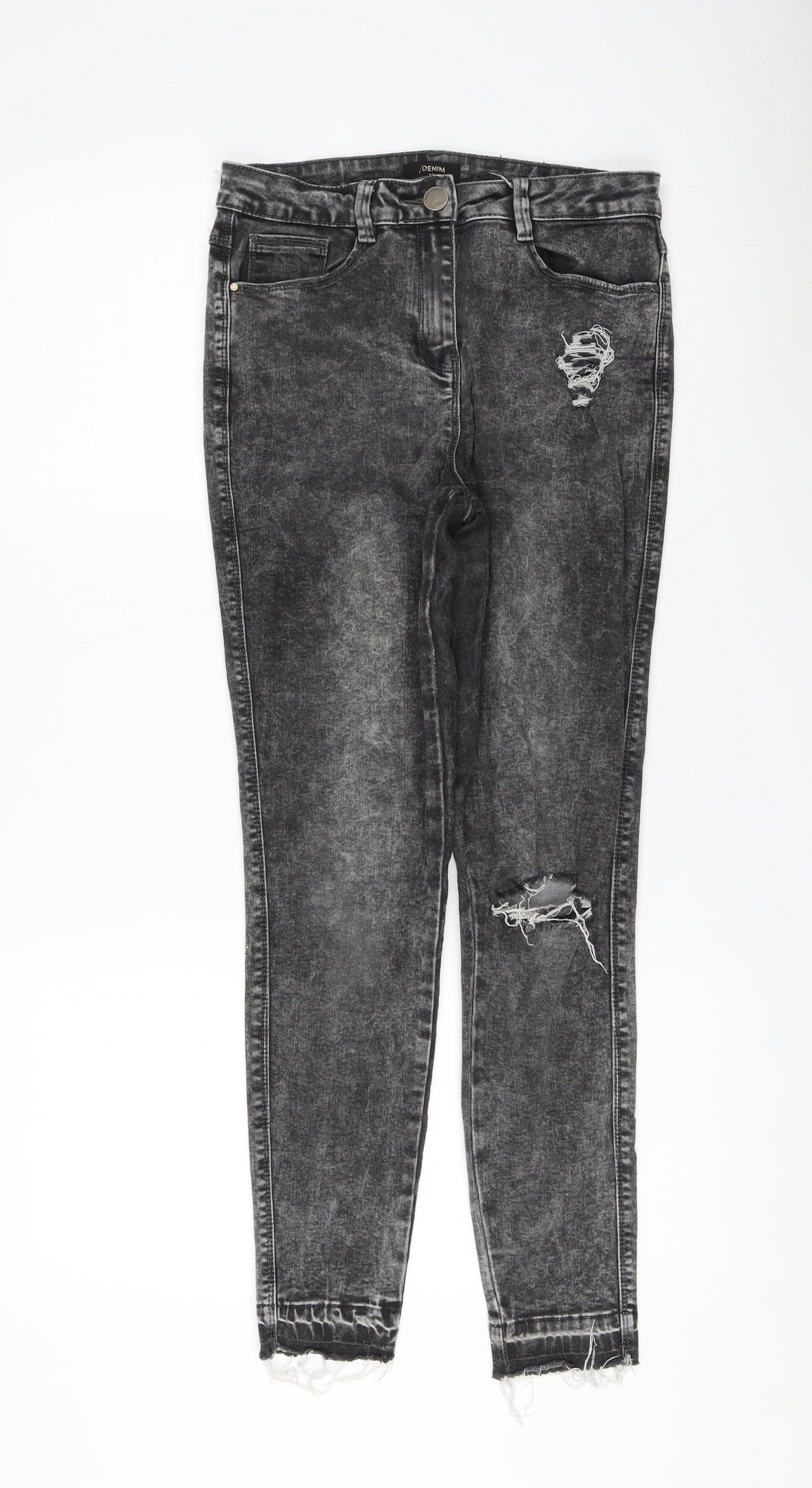 Matalan Womens Grey Cotton Skinny Jeans Size 12 L28 in Regular Zip