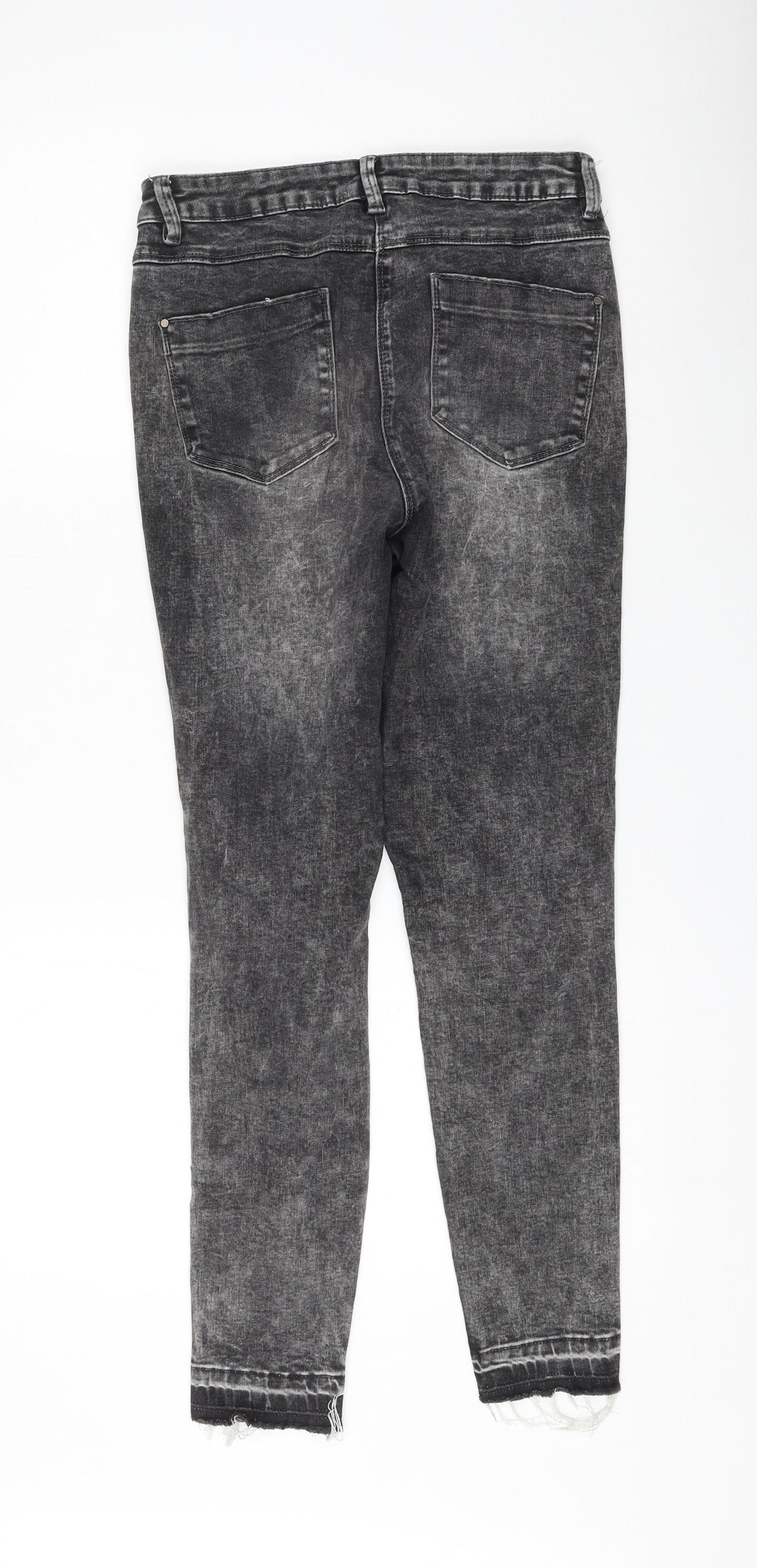 Matalan Womens Grey Cotton Skinny Jeans Size 12 L28 in Regular Zip