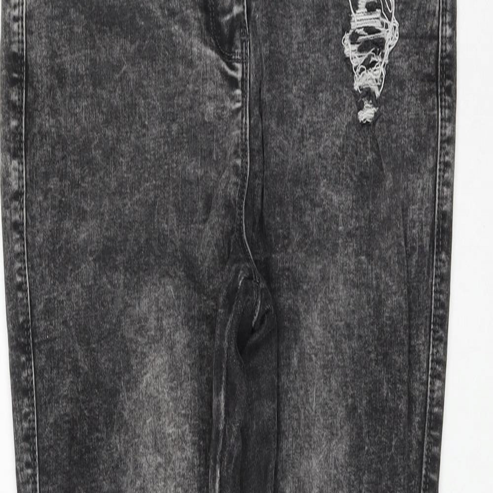 Matalan Womens Grey Cotton Skinny Jeans Size 12 L28 in Regular Zip