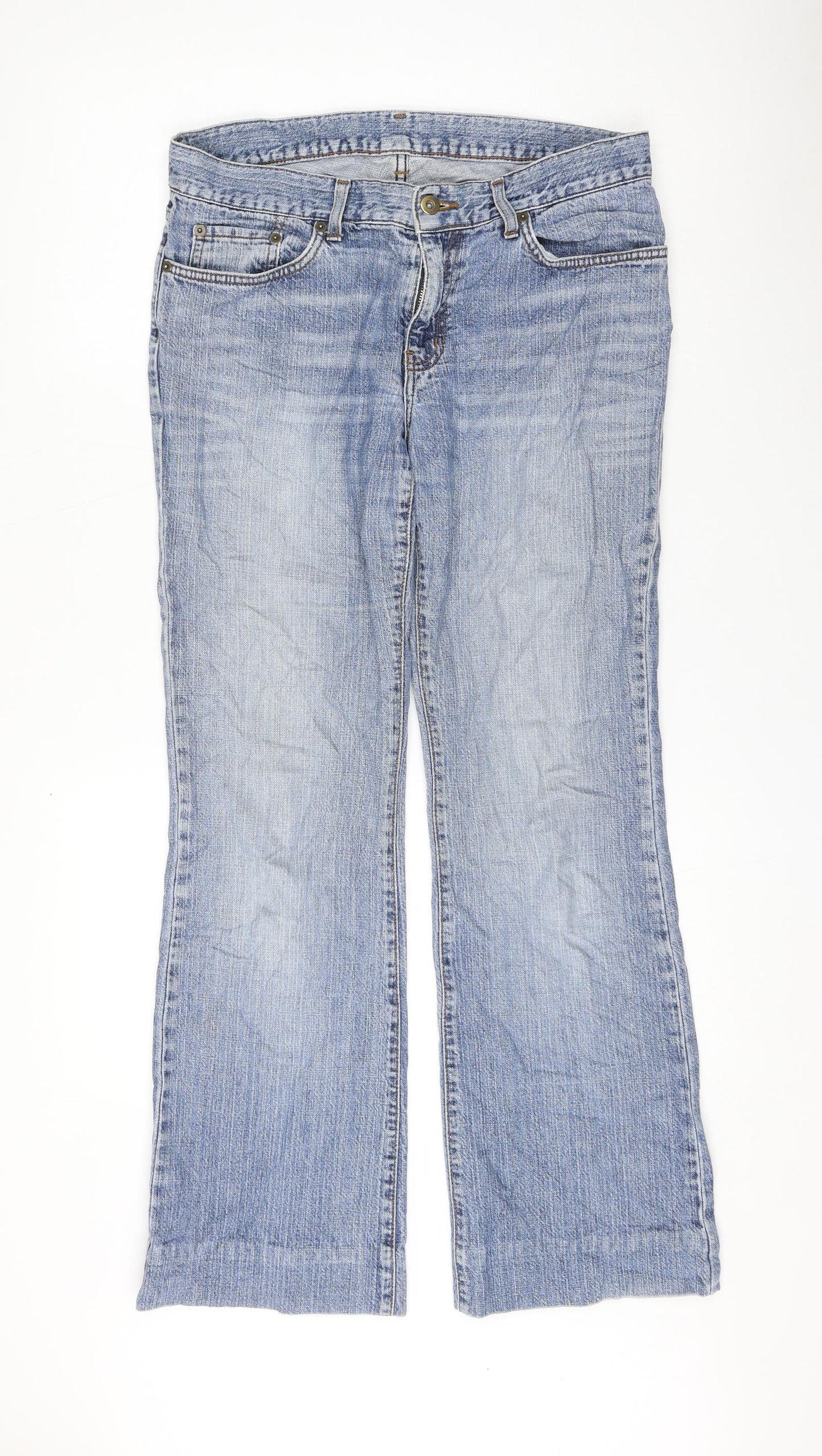 Uniqlo Womens Blue Cotton Bootcut Jeans Size 32 in L30 in Regular Zip