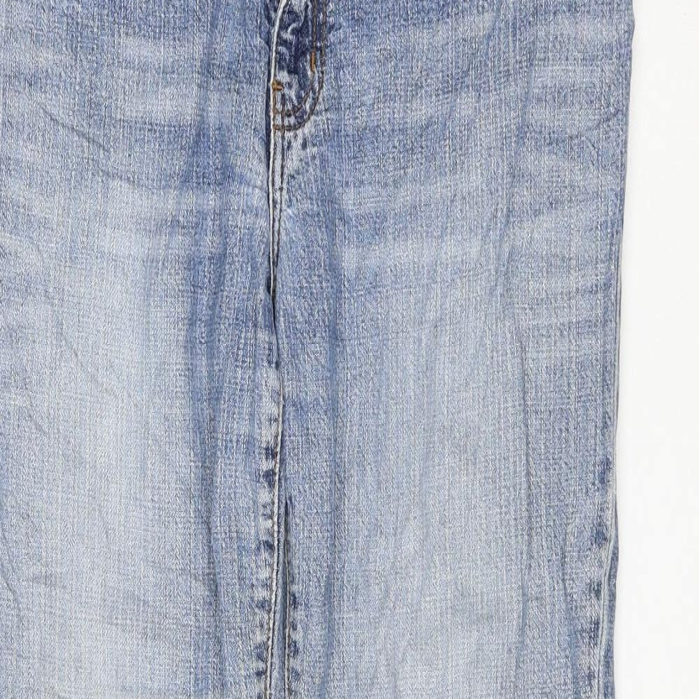Uniqlo Womens Blue Cotton Bootcut Jeans Size 32 in L30 in Regular Zip