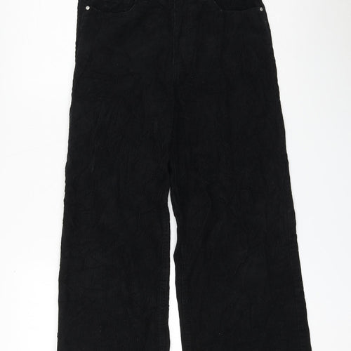 Primark Womens Black Cotton Trousers Size 4 L23 in Regular Zip