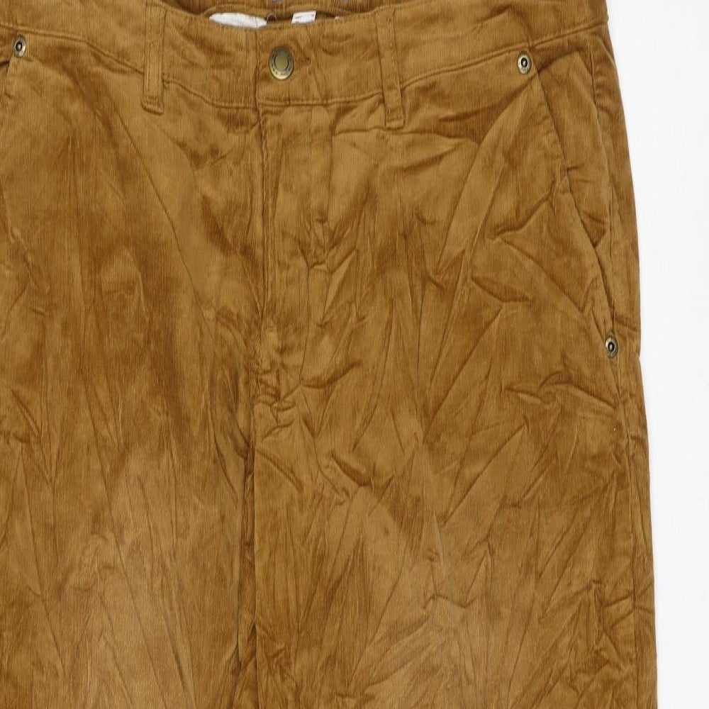 John Brown Womens Brown Cotton Cropped Trousers Size 16 L24 in Regular Zip