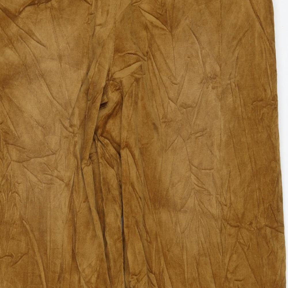 John Brown Womens Brown Cotton Cropped Trousers Size 16 L24 in Regular Zip