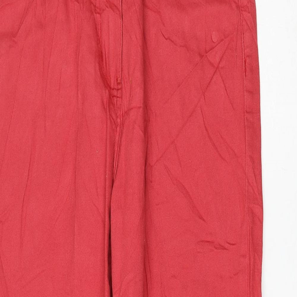 Cotton Traders Womens Red Cotton Straight Jeans Size 14 L27 in Regular Zip