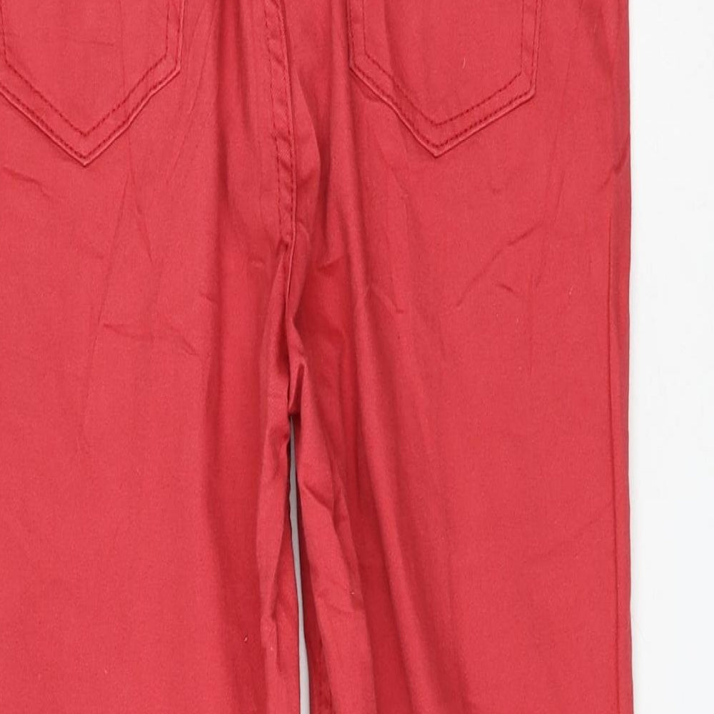 Cotton Traders Womens Red Cotton Straight Jeans Size 14 L27 in Regular Zip