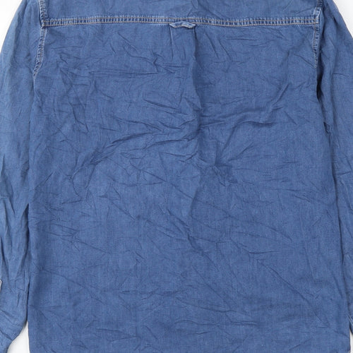 Loom Denim Mens Blue Cotton Button-Up Size S Collared Button