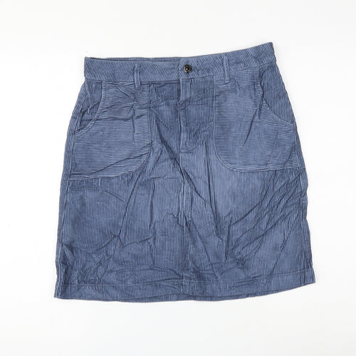 TU Womens Blue Cotton A-Line Skirt Size 10 Zip