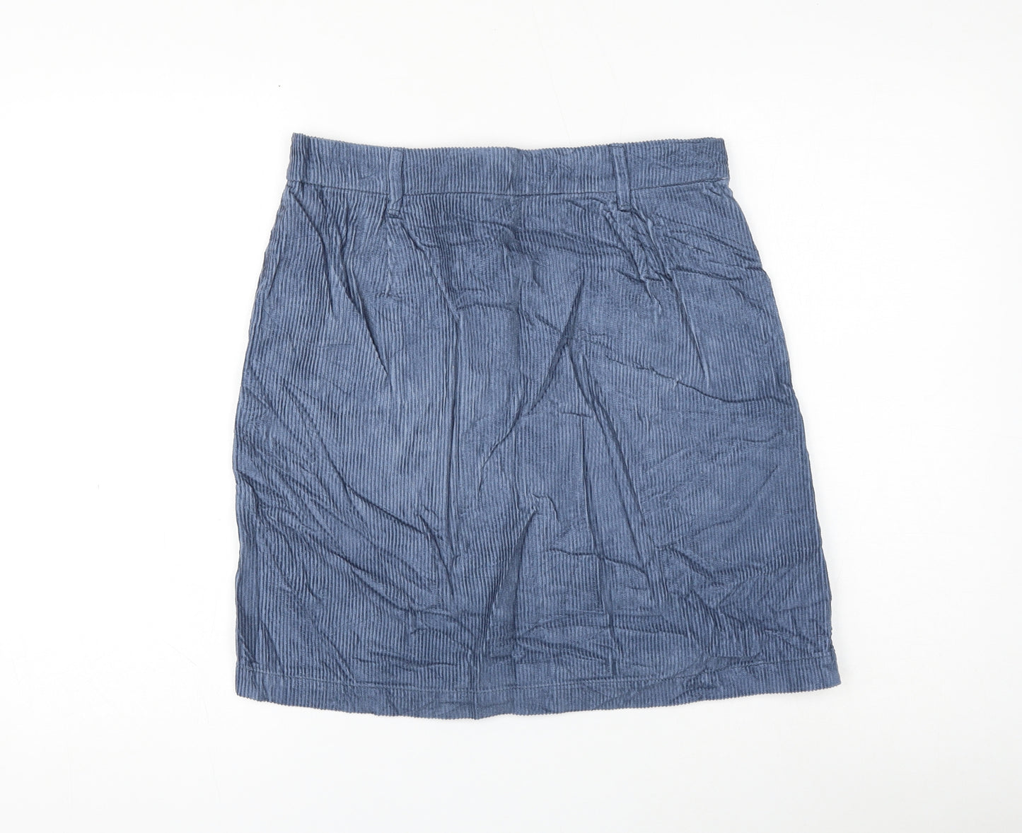 TU Womens Blue Cotton A-Line Skirt Size 10 Zip