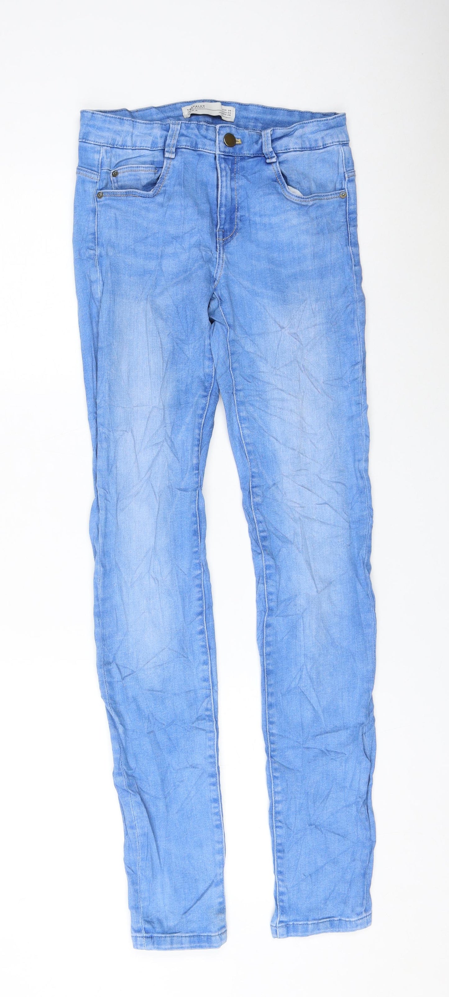 Zara Womens Blue Polyester Skinny Jeans Size 10 L31 in Regular Zip