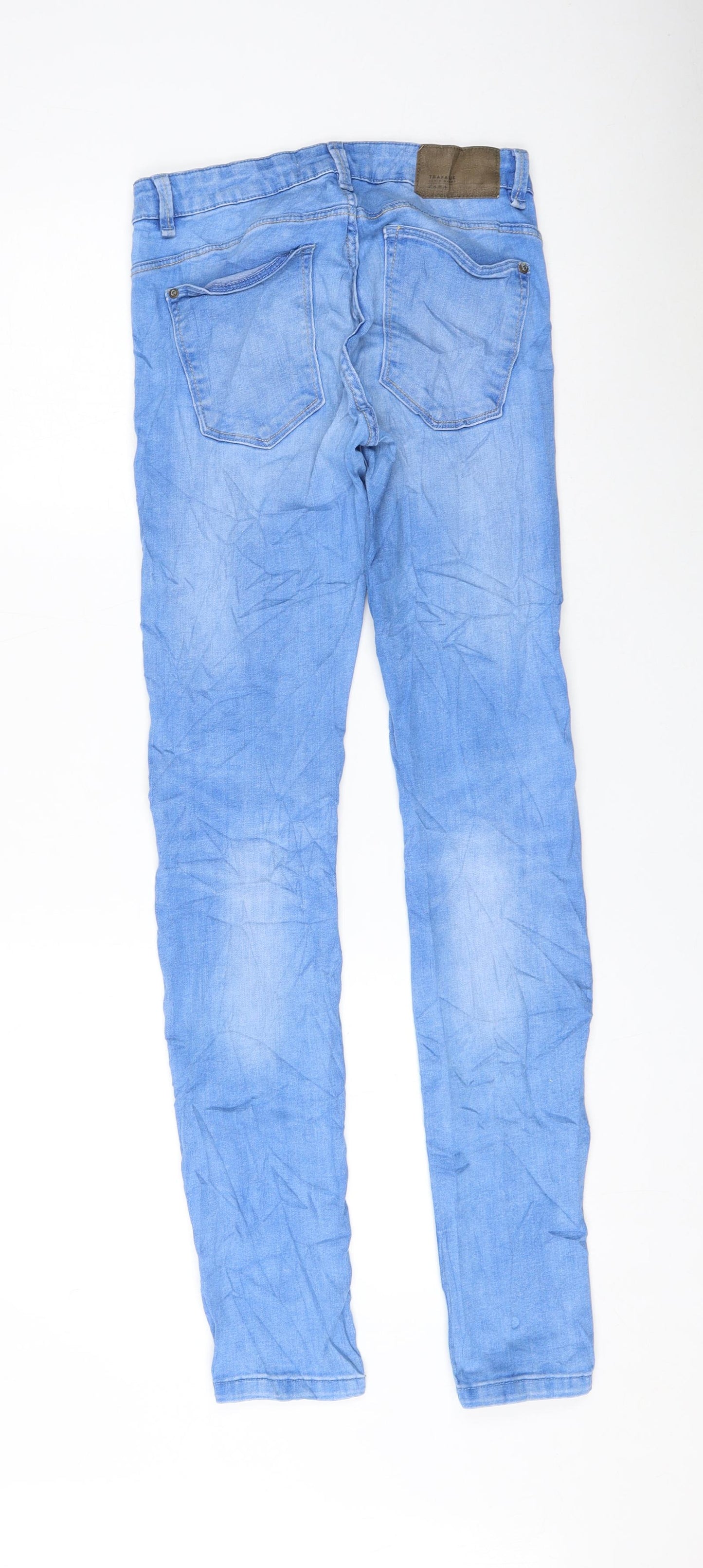 Zara Womens Blue Polyester Skinny Jeans Size 10 L31 in Regular Zip