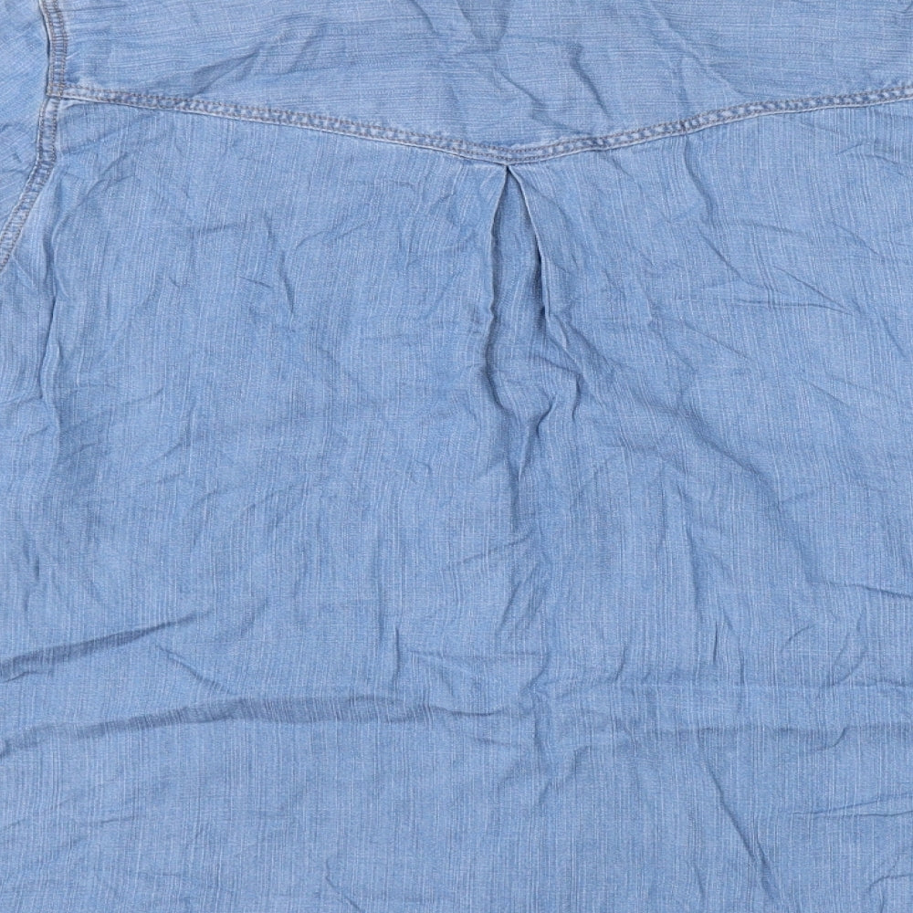 Marks and Spencer Womens Blue Lyocell Basic Button-Up Size 16 Collared