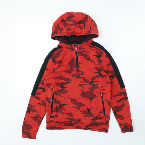 George Boys Red Camouflage Cotton Pullover Hoodie Size 9-10 Years Zip