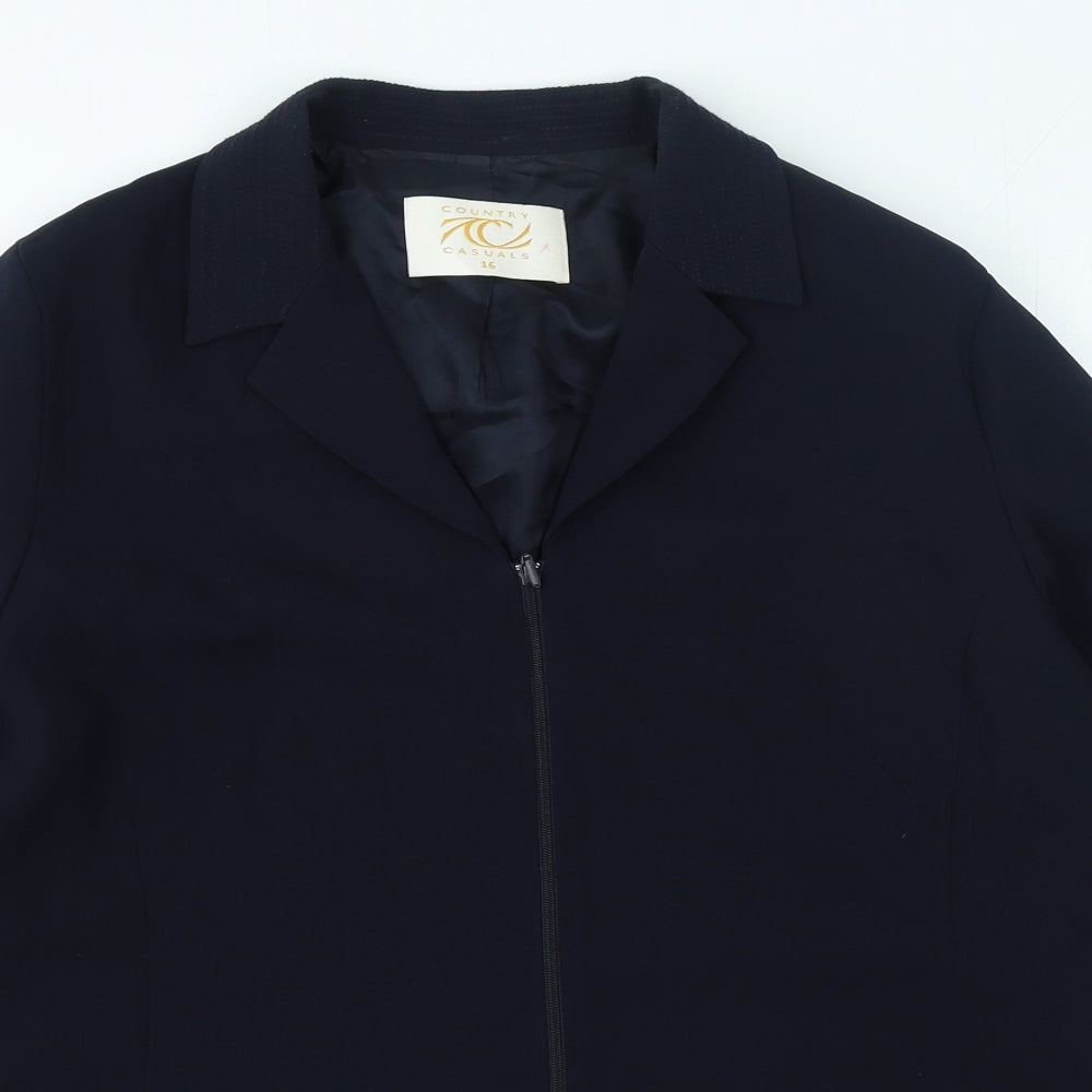 Country Casuals Womens Blue Jacket Size 16 Zip