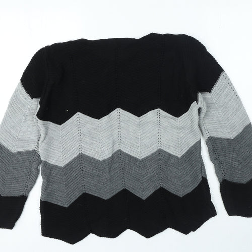 CHIC Womens Multicoloured Round Neck Striped Acrylic Pullover Jumper Size S