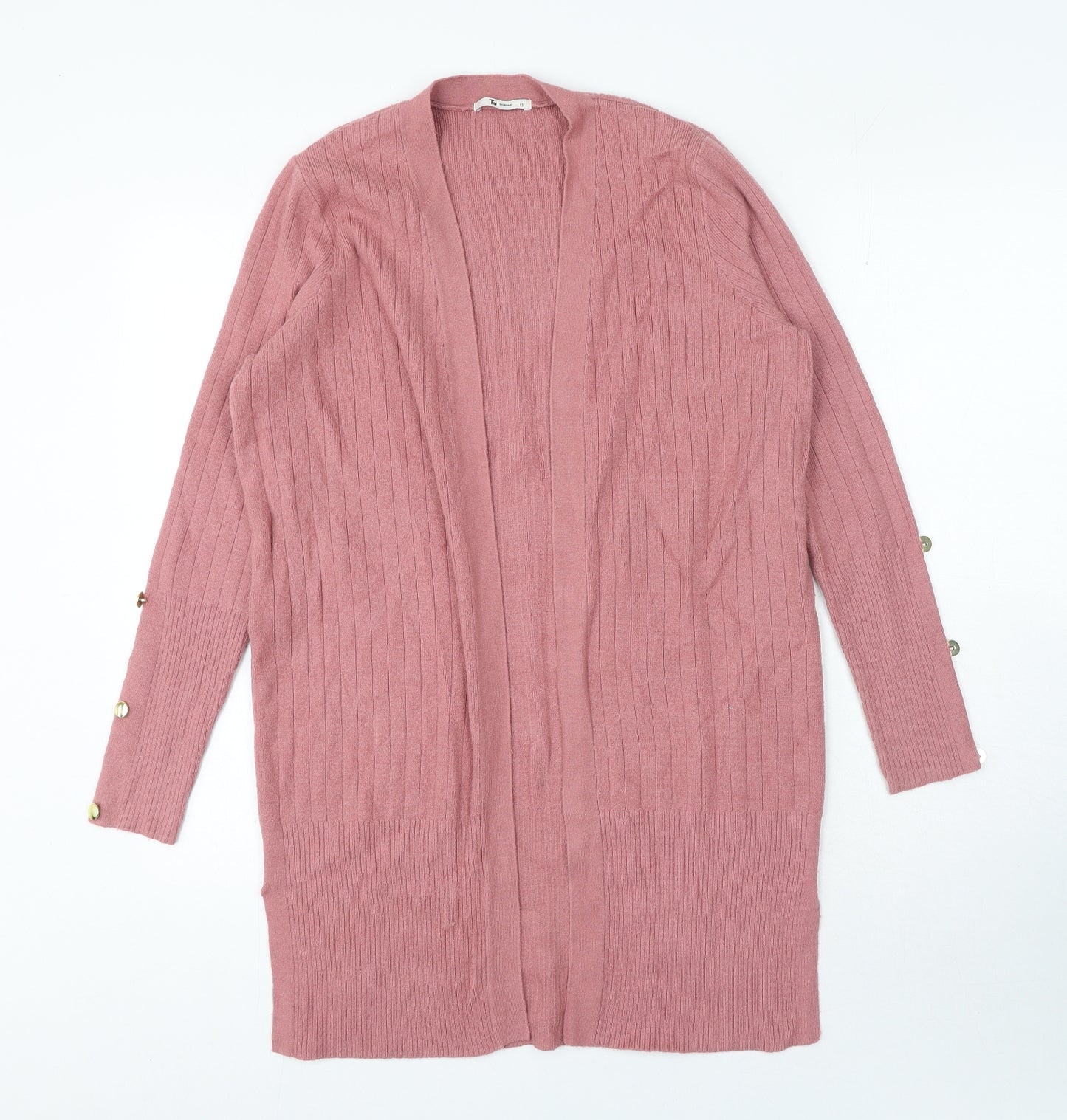 TU Womens Pink V-Neck Viscose Cardigan Jumper Size 12