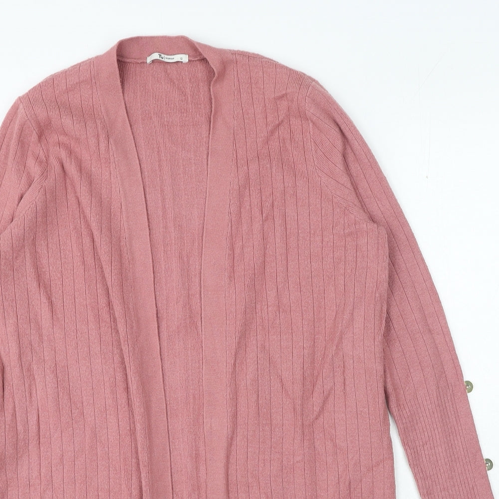 TU Womens Pink V-Neck Viscose Cardigan Jumper Size 12