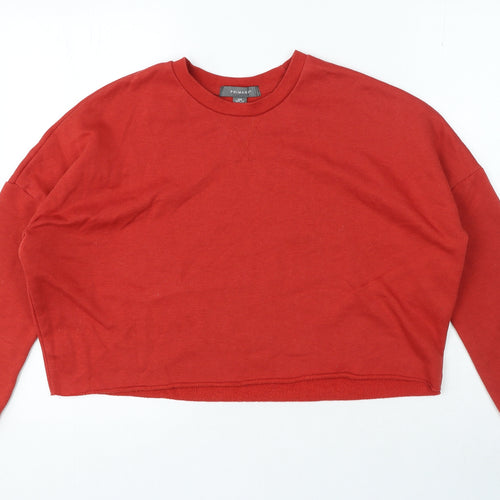 Primark Womens Red Crew Neck Polyester Pullover Jumper Size 2XS - Cropped