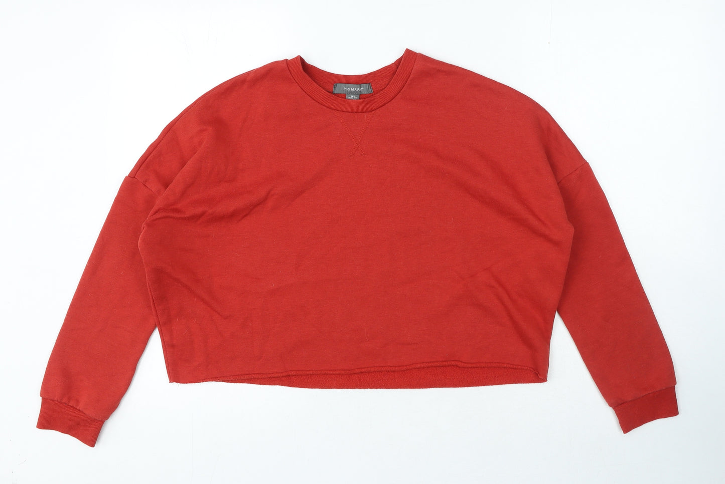 Primark Womens Red Crew Neck Polyester Pullover Jumper Size 2XS - Cropped