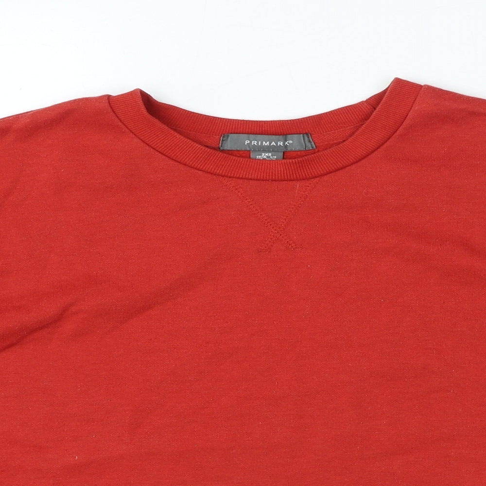 Primark Womens Red Crew Neck Polyester Pullover Jumper Size 2XS - Cropped