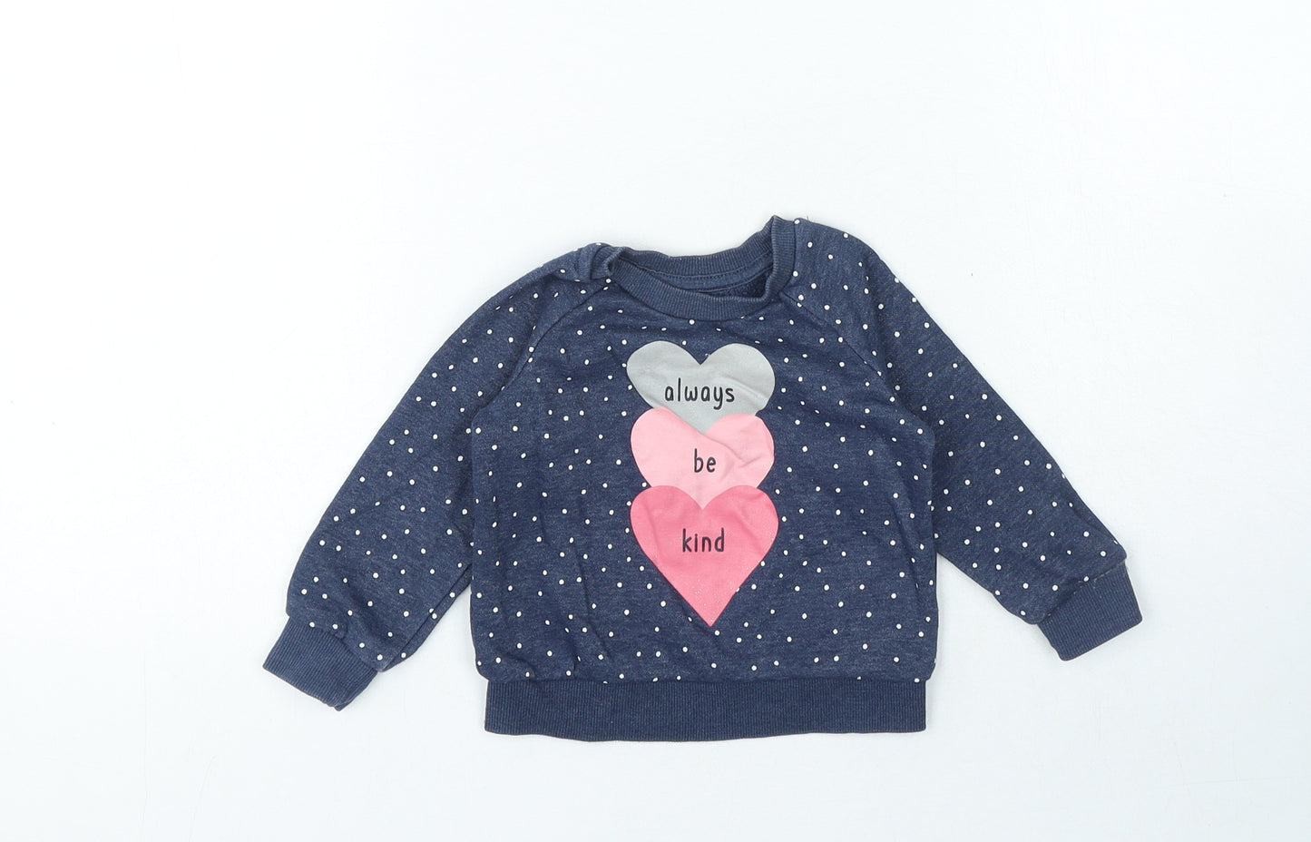 Primark Girls Blue Polka Dot Cotton Pullover Jumper Size 9-12 Months Pullover - Always Be Kind