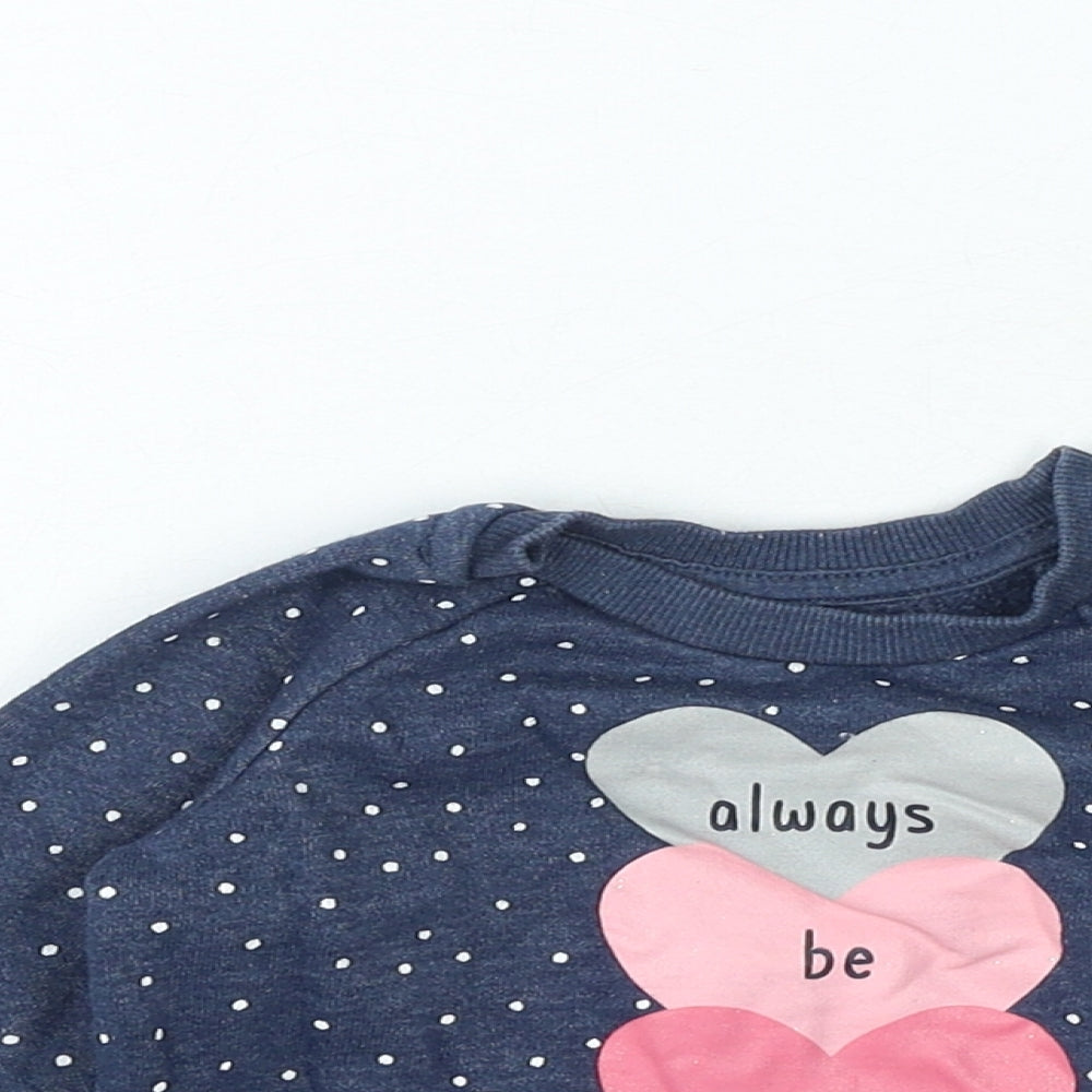 Primark Girls Blue Polka Dot Cotton Pullover Jumper Size 9-12 Months Pullover - Always Be Kind
