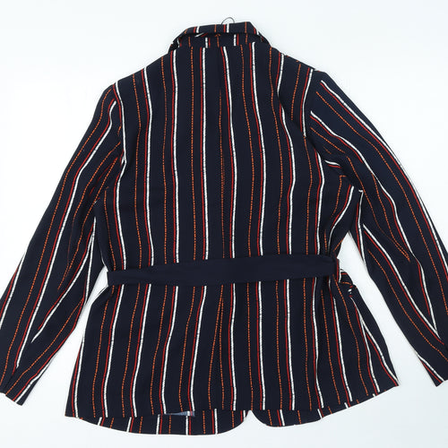 Marks and Spencer Womens Multicoloured Striped Jacket Blazer Size 16 Tie