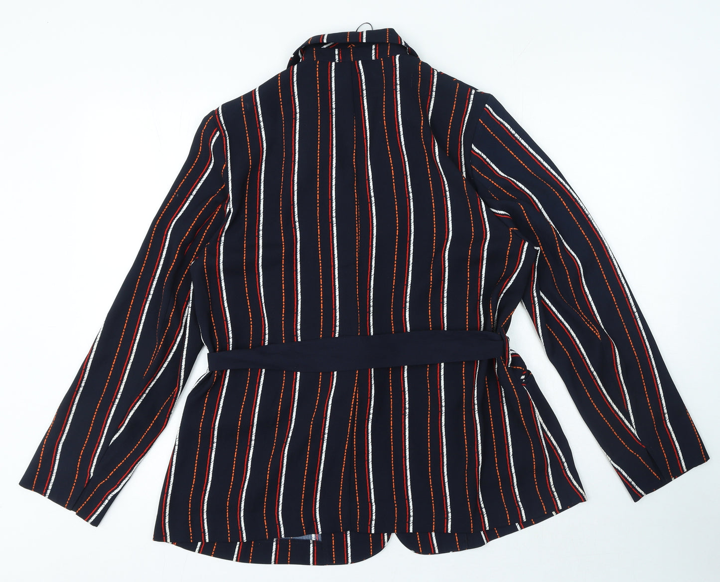 Marks and Spencer Womens Multicoloured Striped Jacket Blazer Size 16 Tie