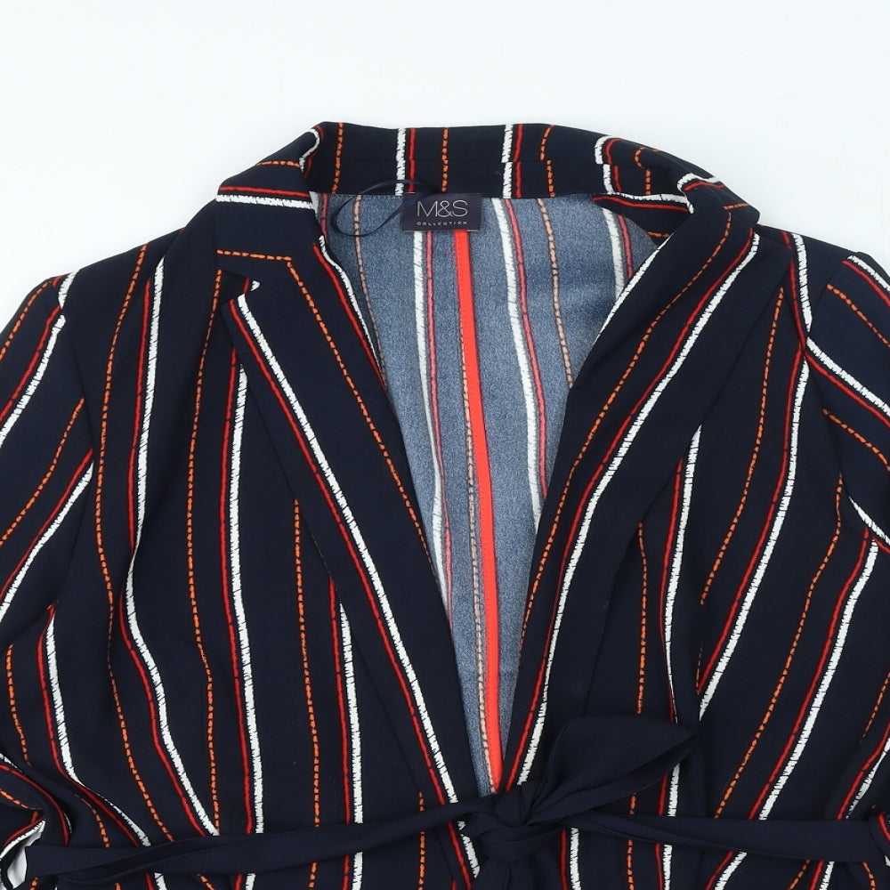 Marks and Spencer Womens Multicoloured Striped Jacket Blazer Size 16 Tie