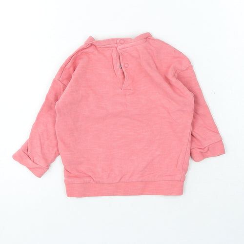 Marks and Spencer Girls Pink Cotton Pullover Jumper Size 6-9 Months Snap - Summer Snoopy