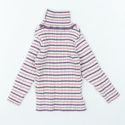 Nutmeg Girls Multicoloured Striped Cotton Basic T-Shirt Size 12-18 Months High Neck Pullover