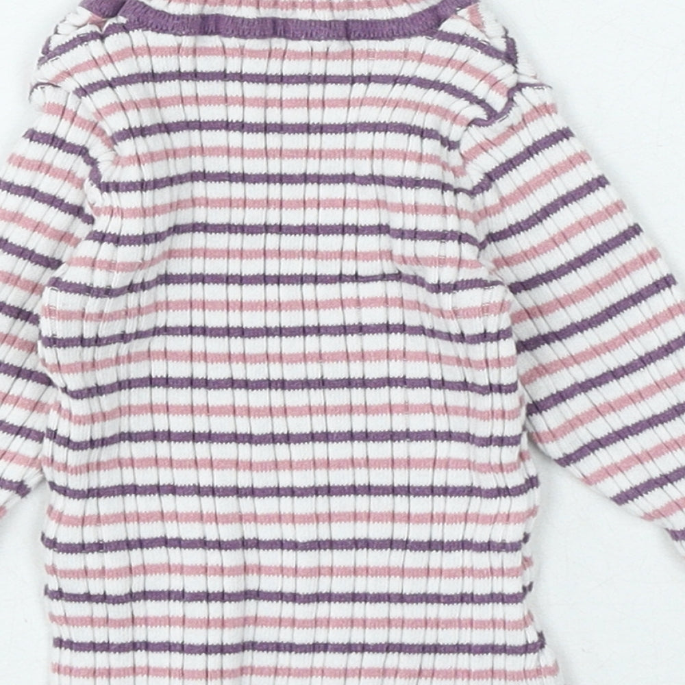 Nutmeg Girls Multicoloured Striped Cotton Basic T-Shirt Size 12-18 Months High Neck Pullover