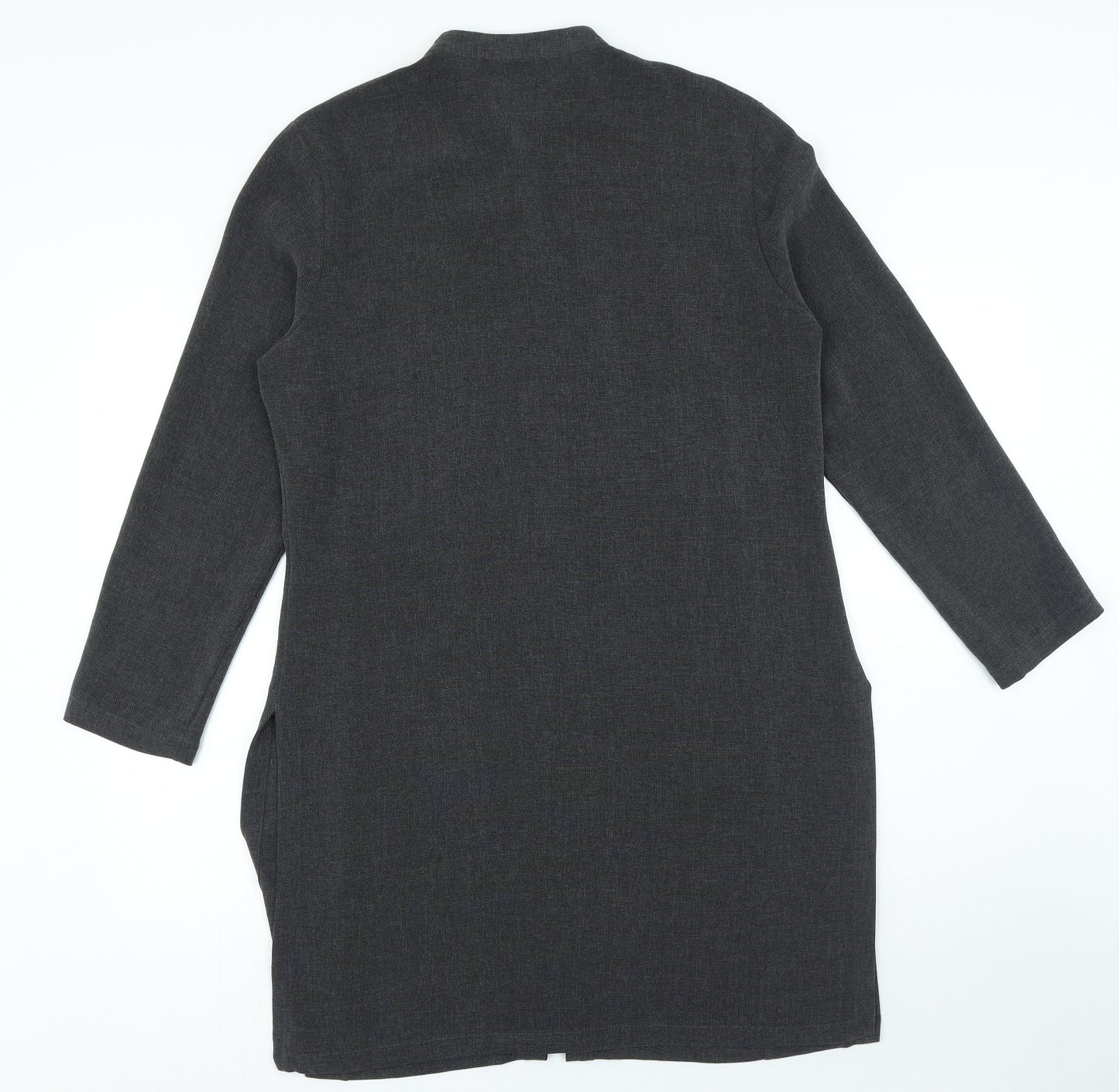 Marks and Spencer Womens Grey Polyester Shirt Dress Size 14 Round Neck Button