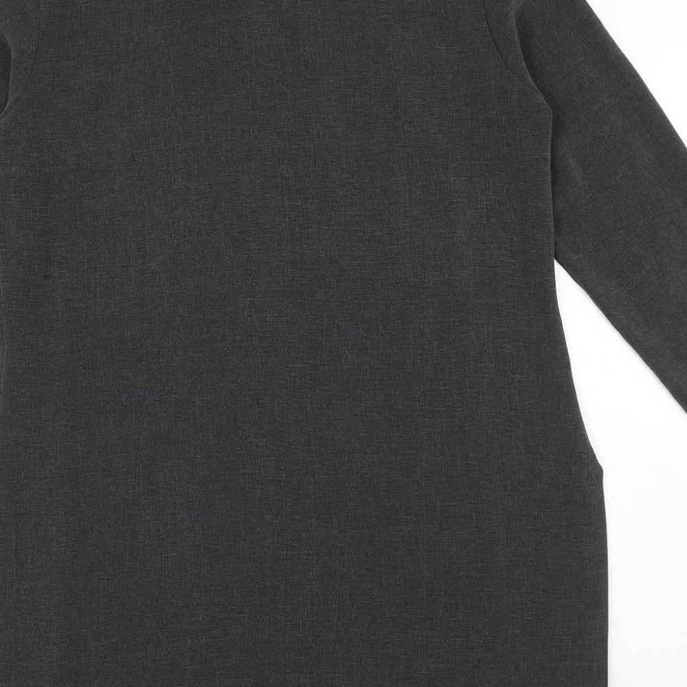 Marks and Spencer Womens Grey Polyester Shirt Dress Size 14 Round Neck Button