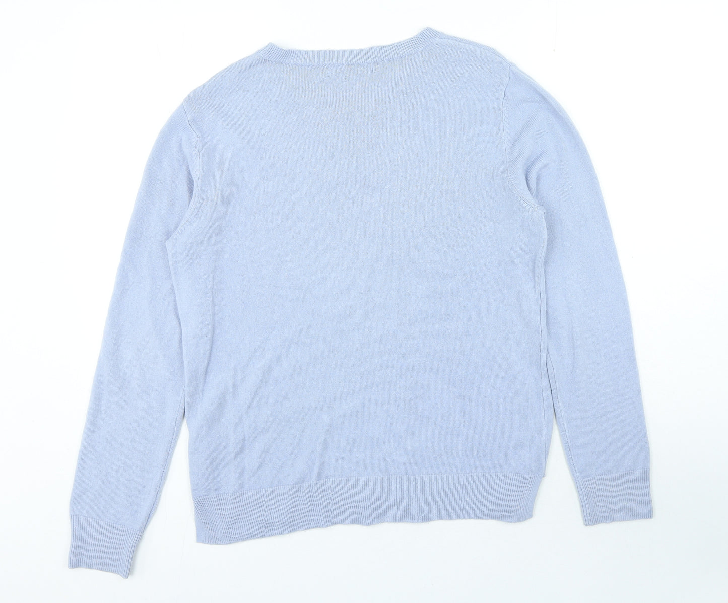 Marks and Spencer Womens Blue Round Neck Acrylic Pullover Jumper Size 14