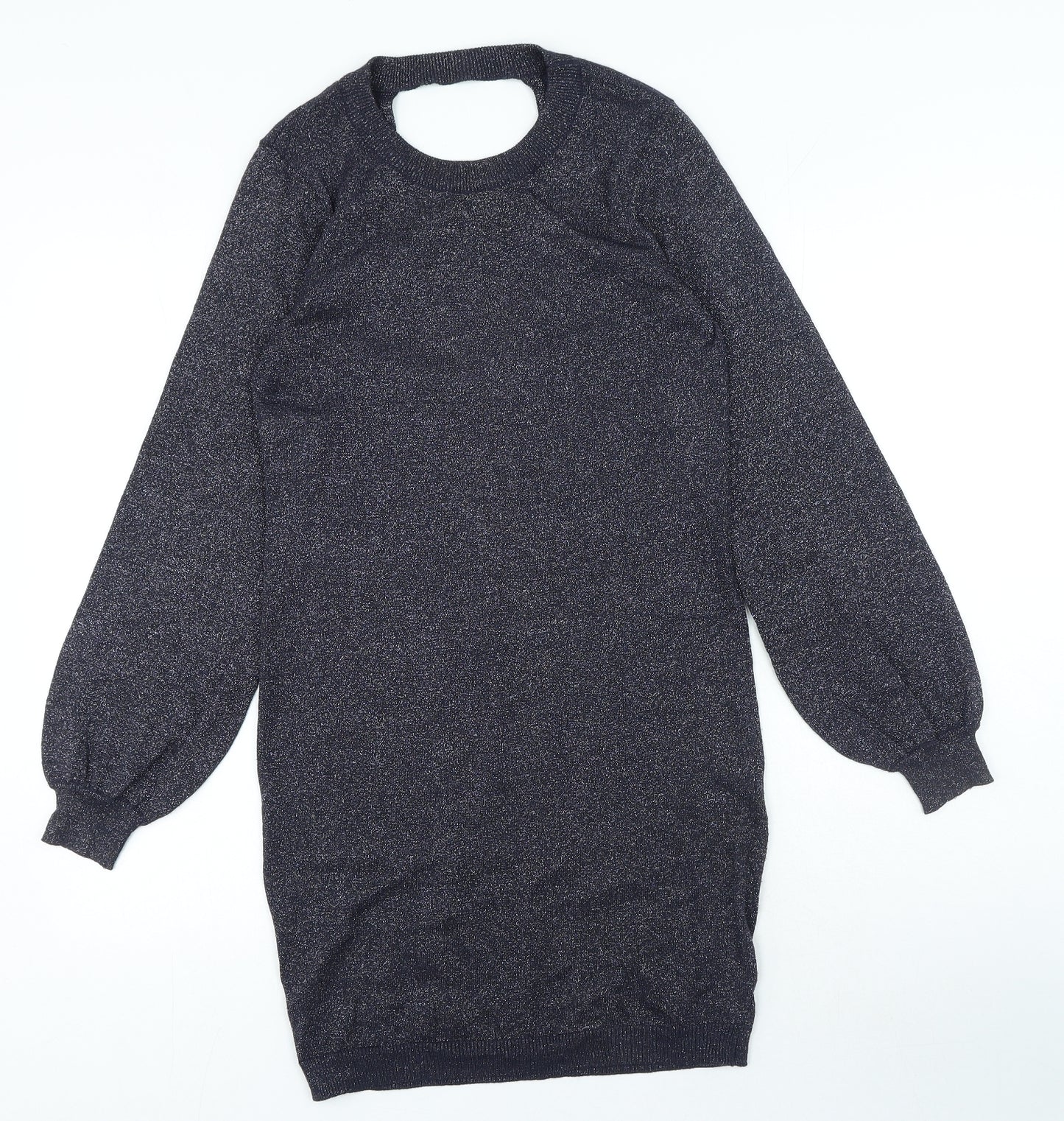 George Womens Blue Viscose Jumper Dress Size 8 Round Neck Pullover