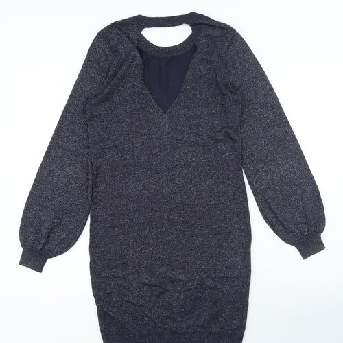 George Womens Blue Viscose Jumper Dress Size 8 Round Neck Pullover