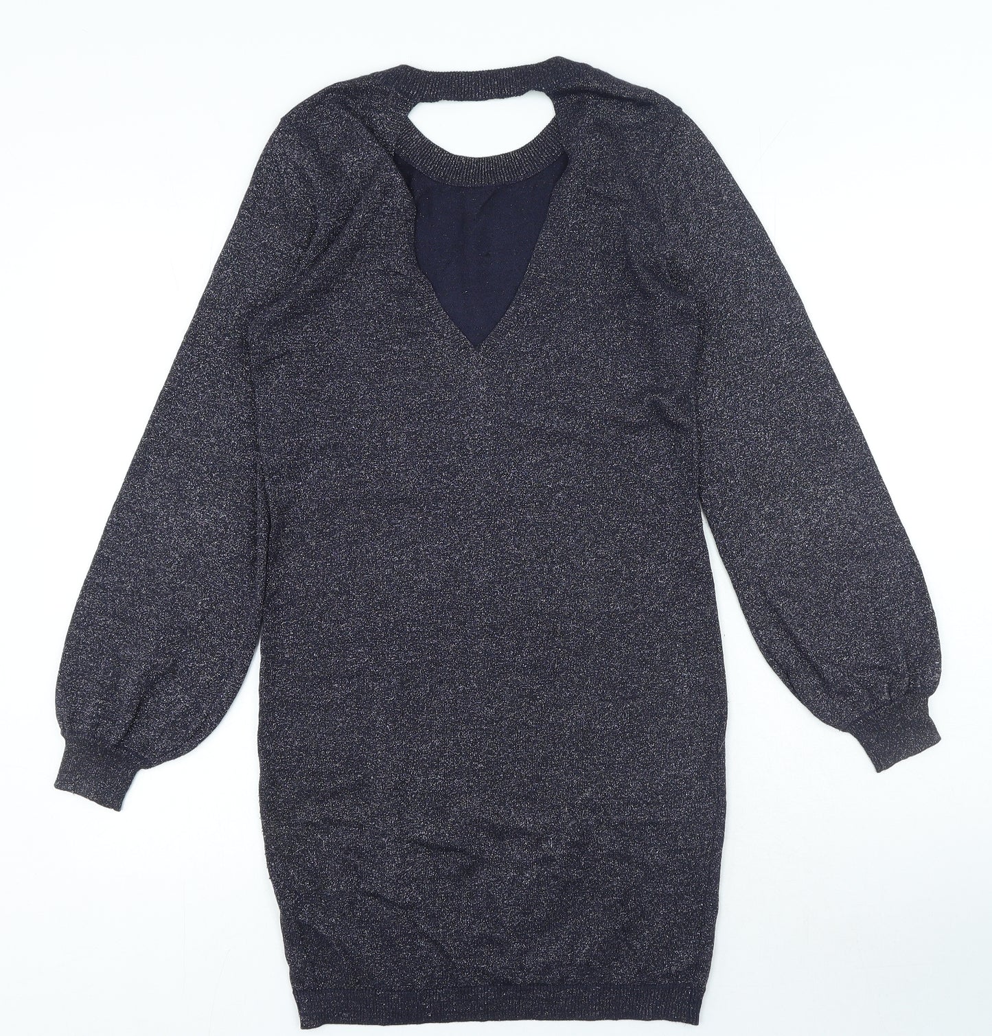 George Womens Blue Viscose Jumper Dress Size 8 Round Neck Pullover