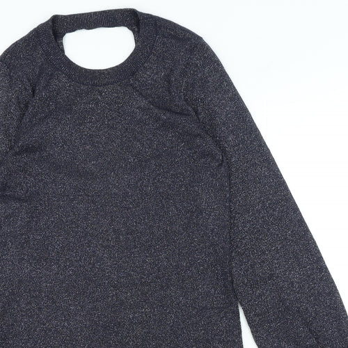 George Womens Blue Viscose Jumper Dress Size 8 Round Neck Pullover