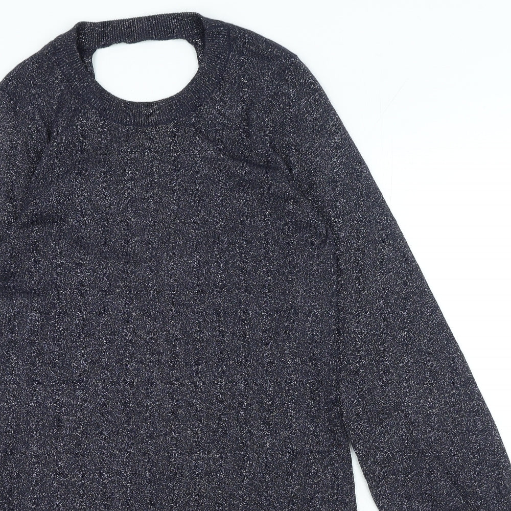 George Womens Blue Viscose Jumper Dress Size 8 Round Neck Pullover