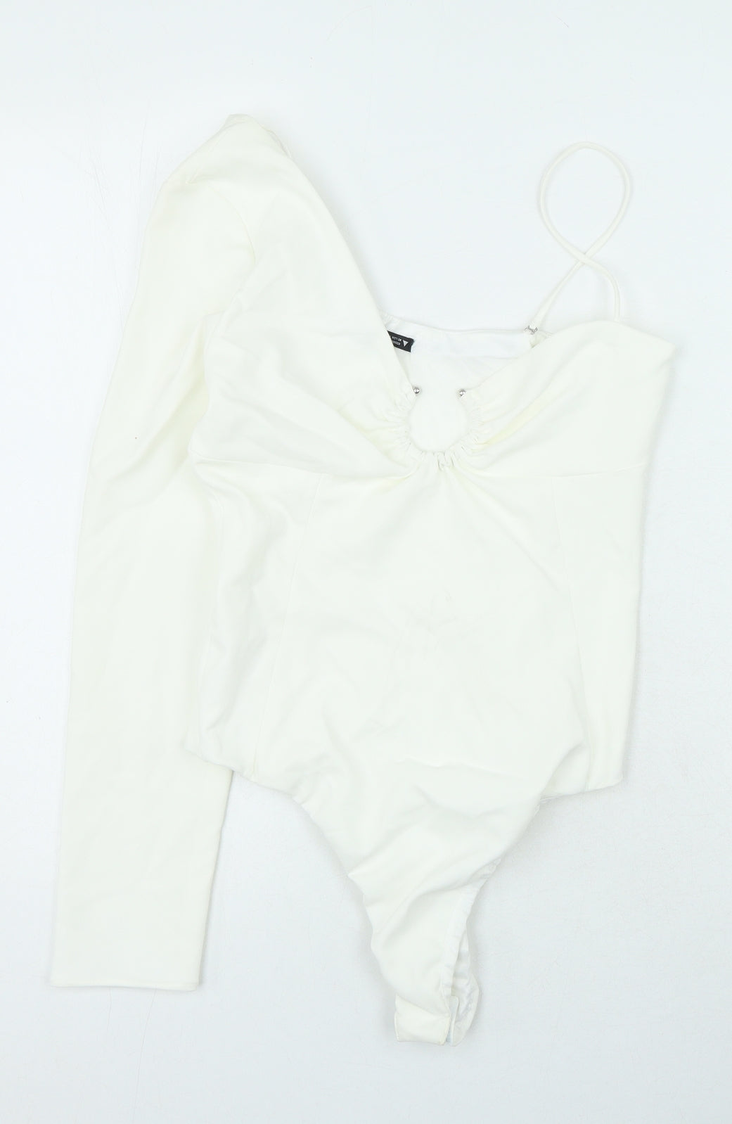 Zara Womens White Polyester Playsuit One-Piece Size M Snap