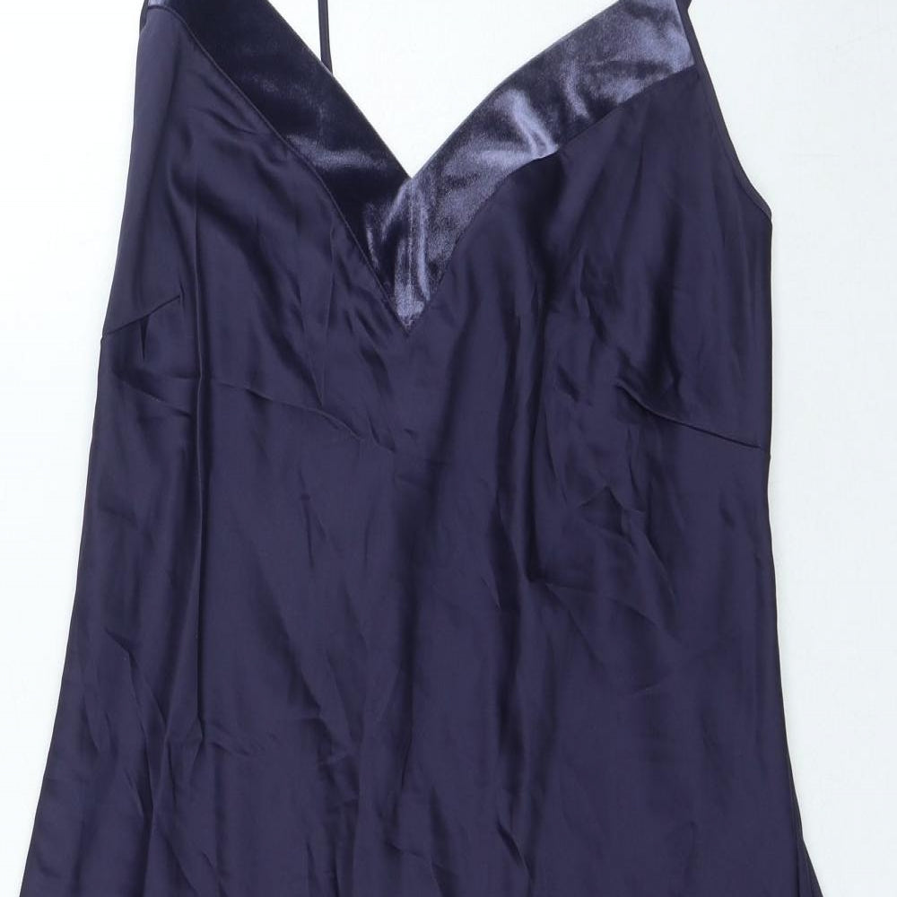 George Womens Blue Polyester Slip Dress Size 12 V-Neck Tie