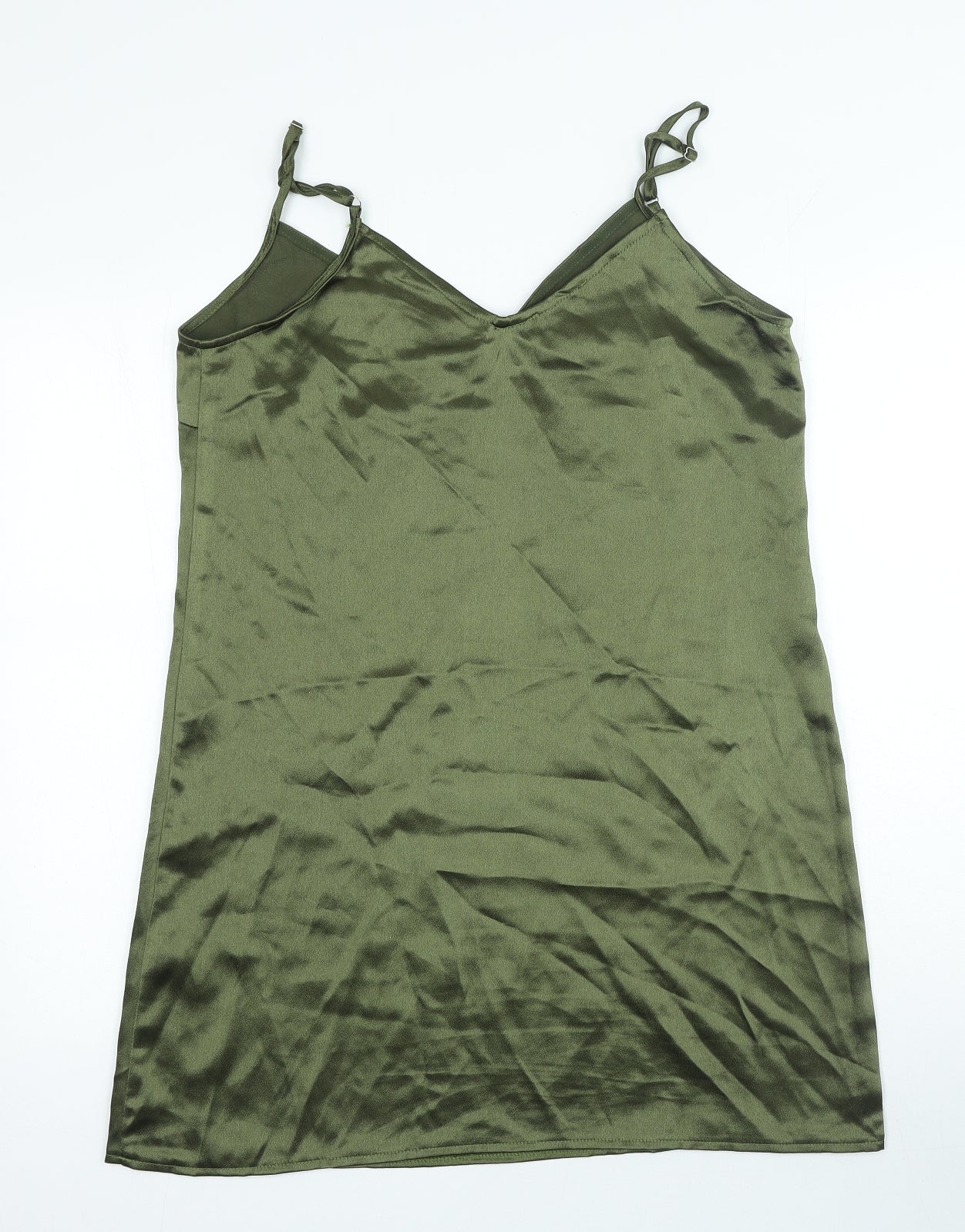 Parisian Womens Green Polyester Tank Dress Size 14 V-Neck Pullover