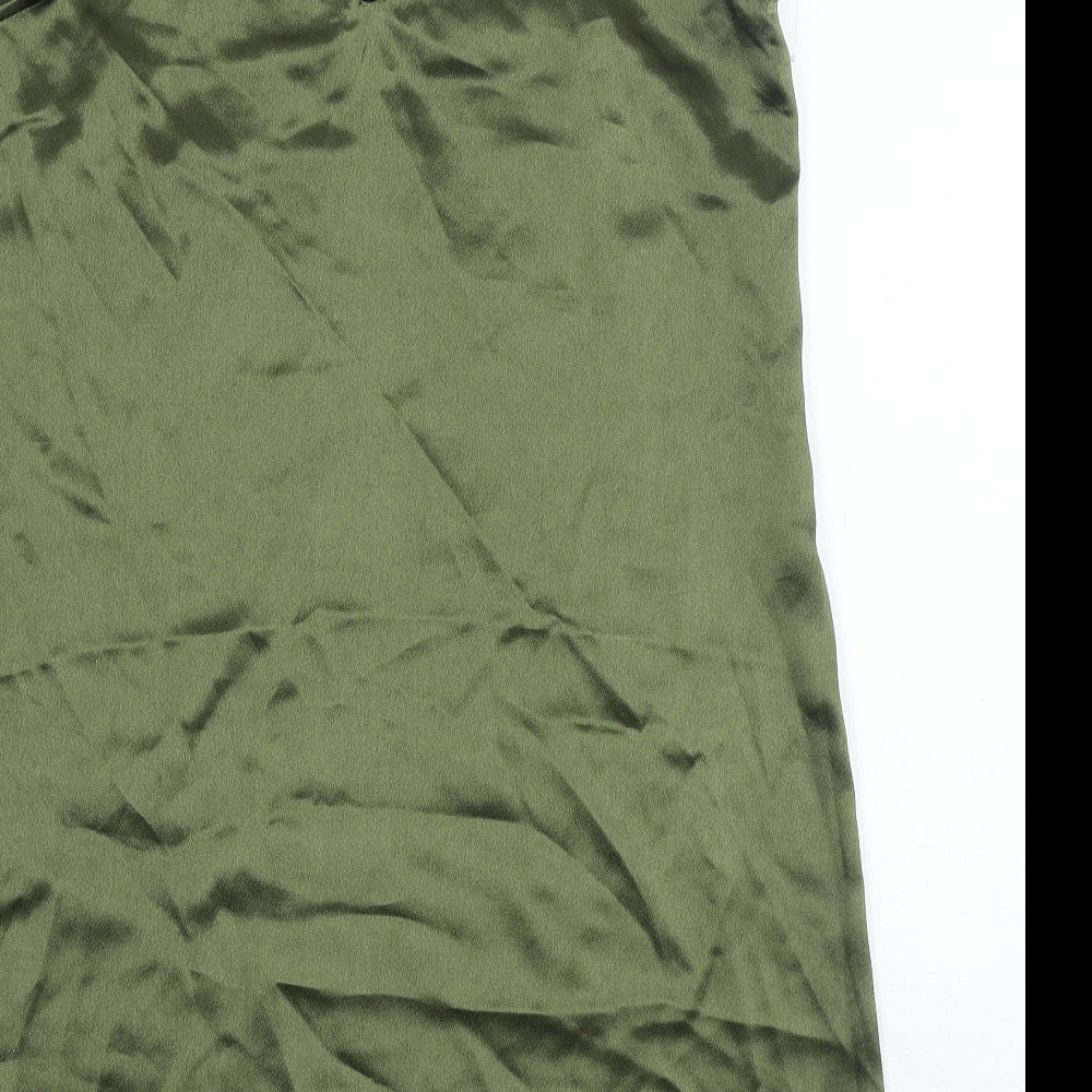 Parisian Womens Green Polyester Tank Dress Size 14 V-Neck Pullover