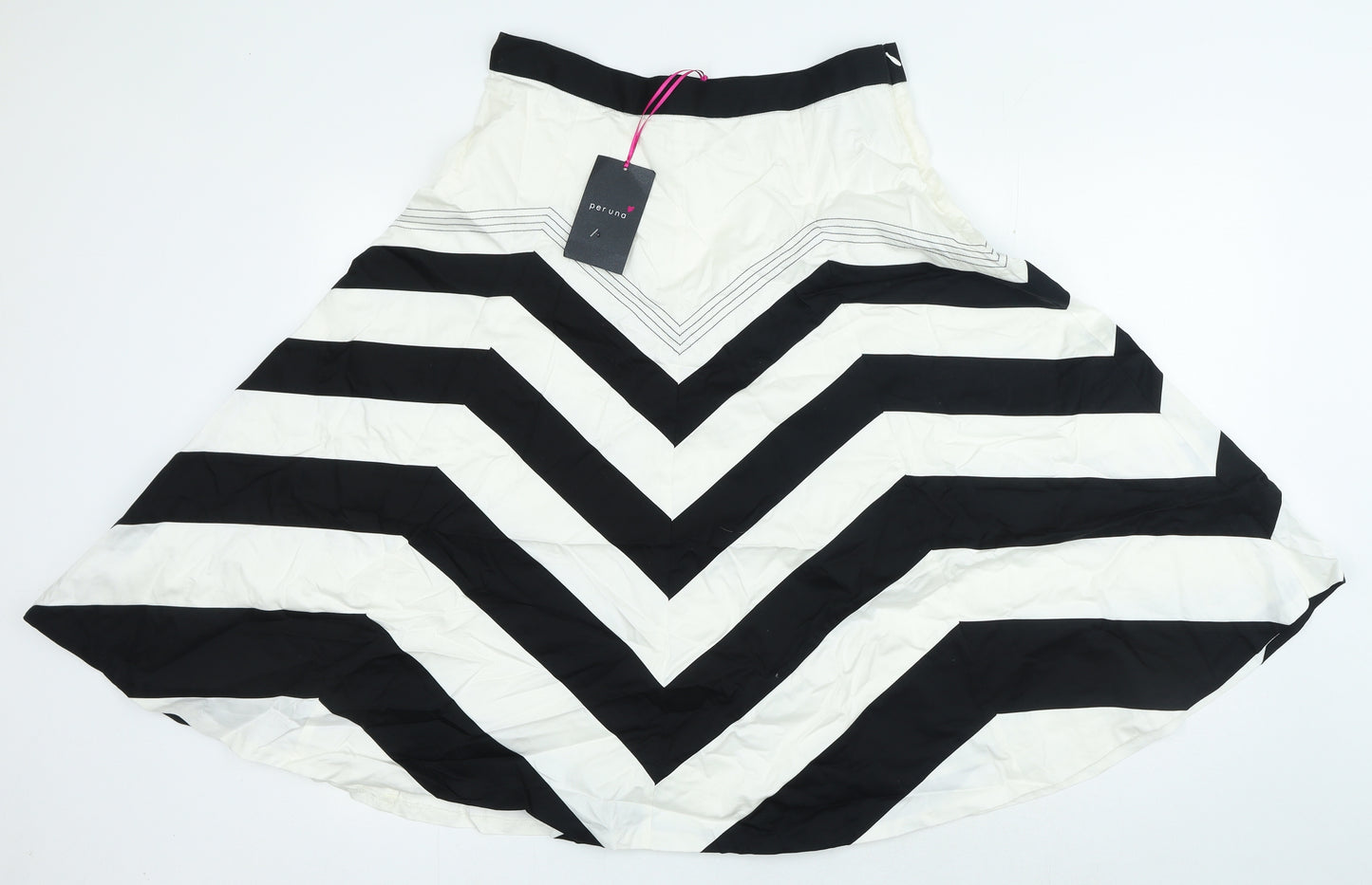 Per Una Womens Multicoloured Striped Cotton A-Line Skirt Size 12 Zip