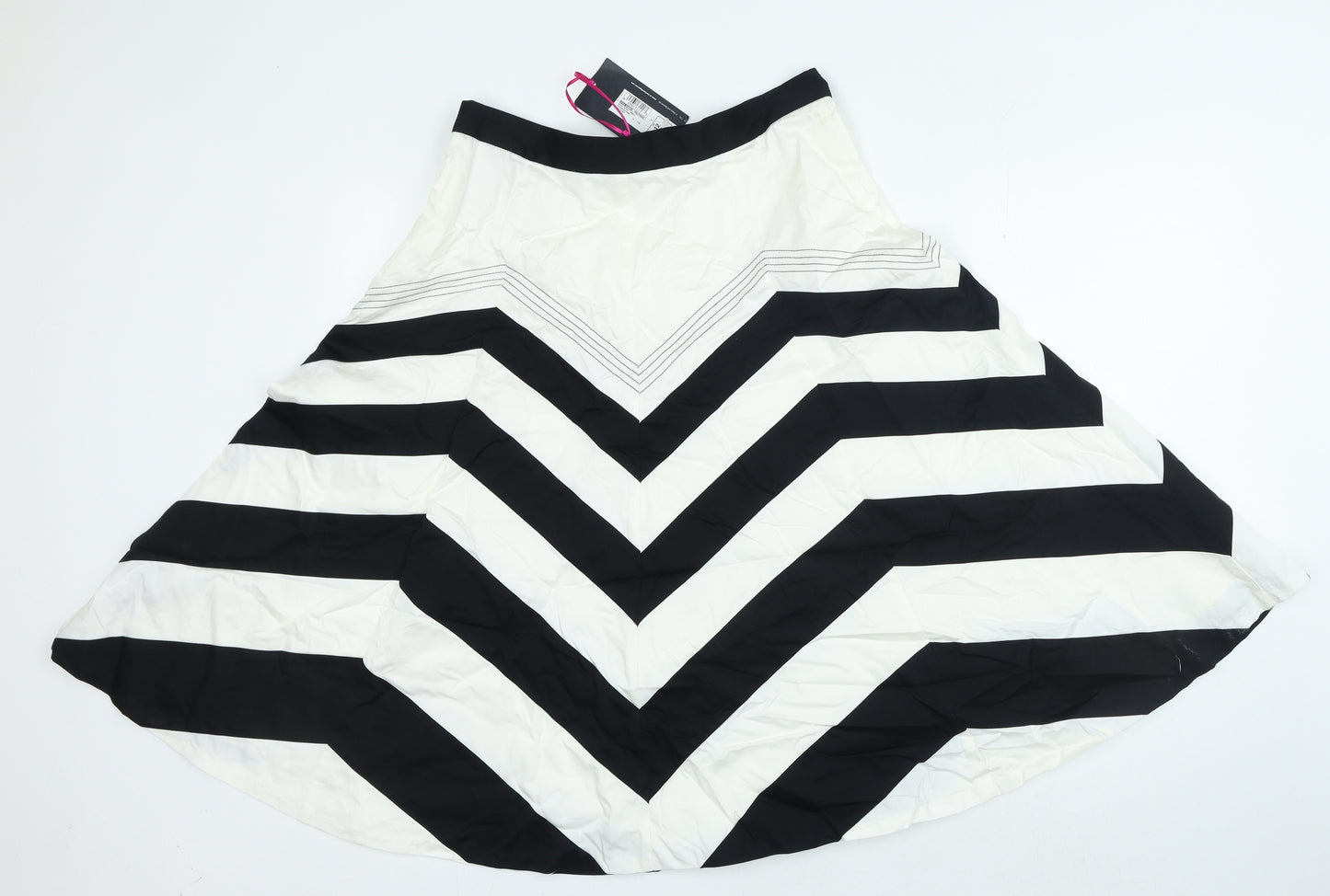 Per Una Womens Multicoloured Striped Cotton A-Line Skirt Size 12 Zip